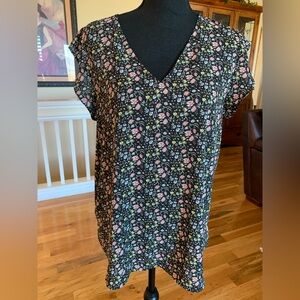 LOFT Multicolor Floral V-Neck Blouse